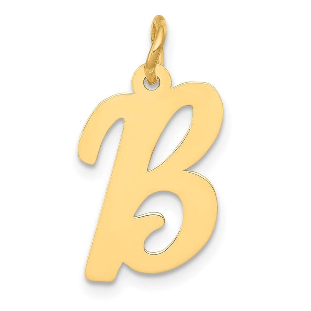 14k Yellow Gold, Madison Collection, Medium Script Initial B Pendant